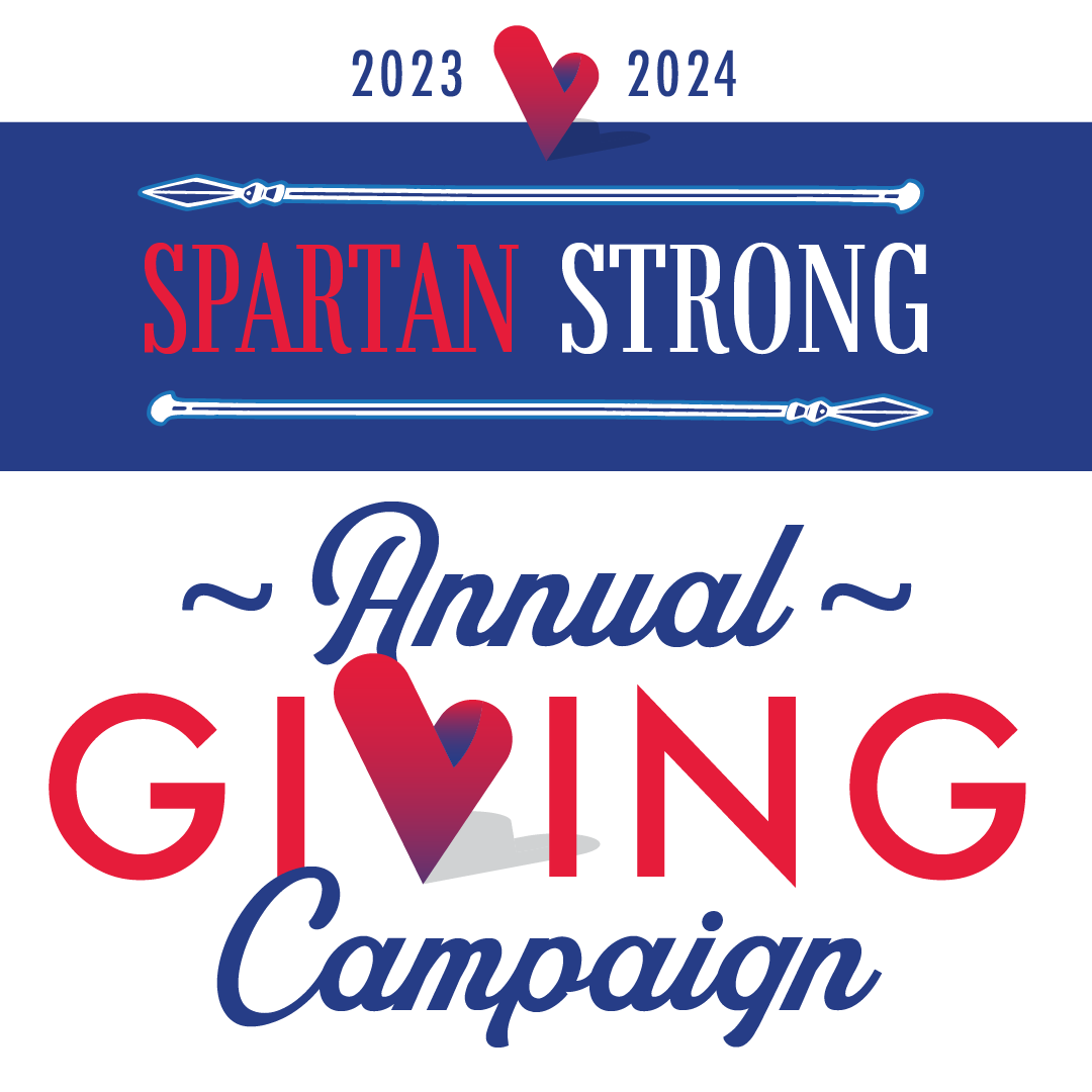 Annual Giving Campaign with a red heart in place of the letter V