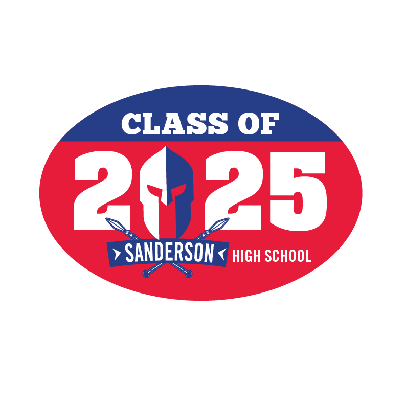 Class of 2025 - oval magnet - red and blue